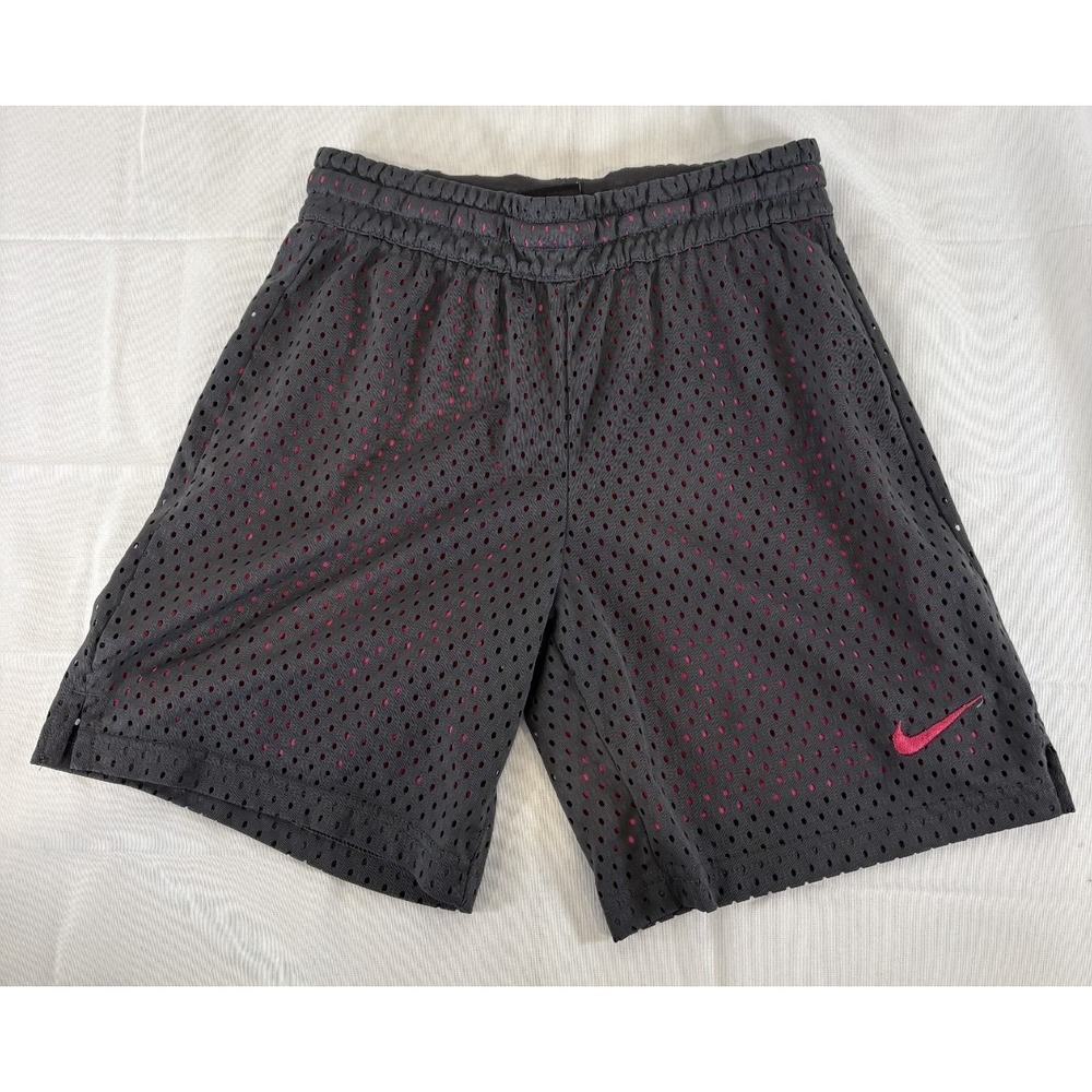 Nike Athletic Mesh Shorts Spandex Lining Black Pink DRI-FIT Youth Size Medium M